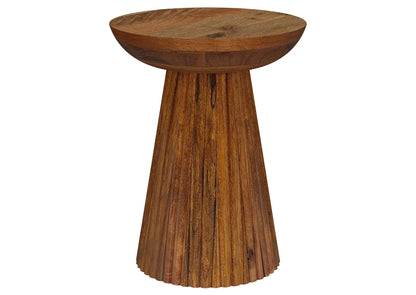 931155 Aureo Round Solid Wood Accent Side Table Wild Honey