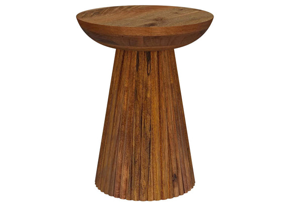 931155 Aureo Round Solid Wood Accent Side Table Wild Honey