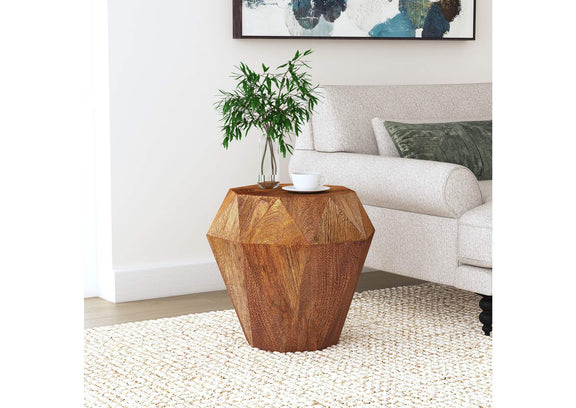 931158 Jacinto Octagonal Solid Mango Wood Side Table Natural Brown