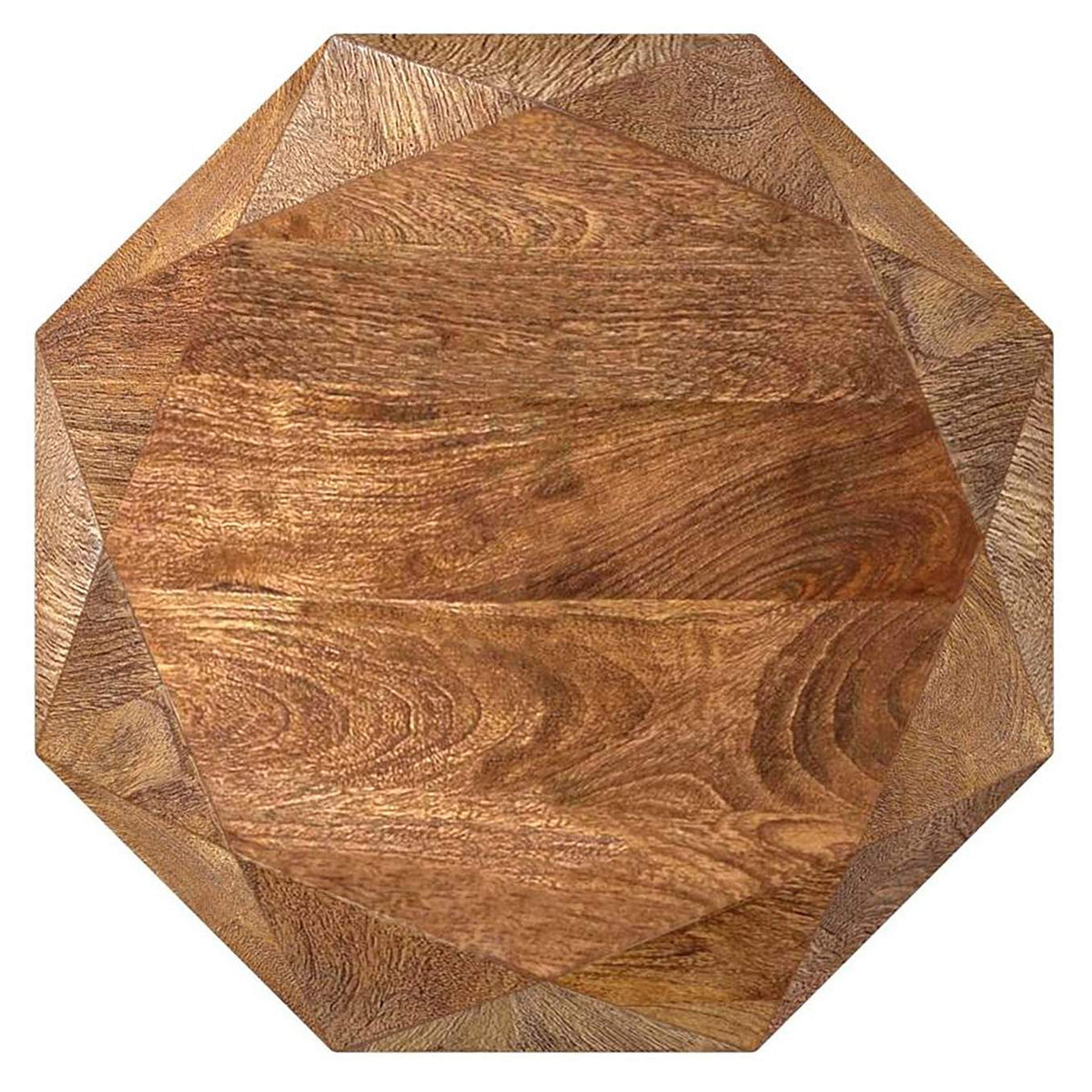931158 Jacinto Octagonal Solid Mango Wood Side Table Natural Brown