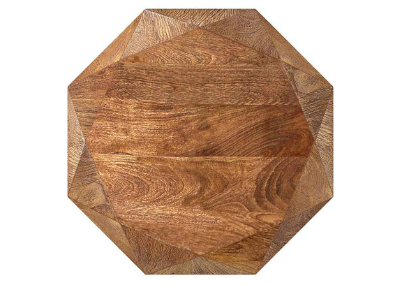 931158 Jacinto Octagonal Solid Mango Wood Side Table Natural Brown