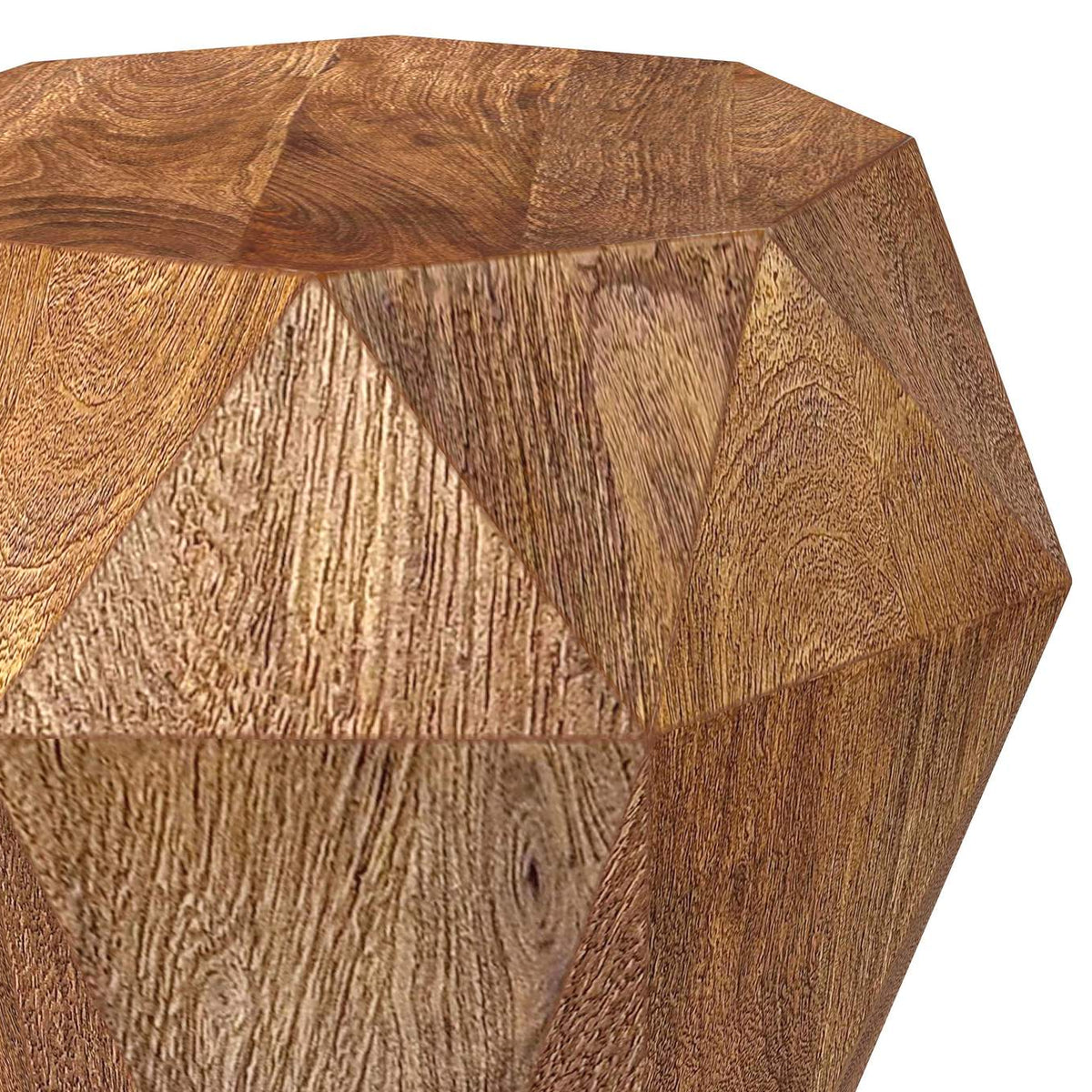 931158 Jacinto Octagonal Solid Mango Wood Side Table Natural Brown