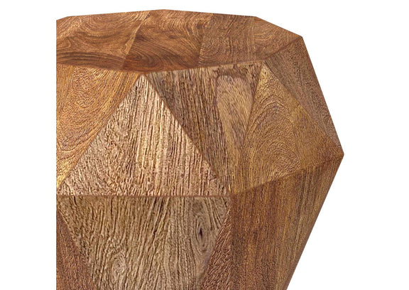 931158 Jacinto Octagonal Solid Mango Wood Side Table Natural Brown