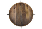 931218 Adhvik Round End Side Table Marble Shelf Natural and Black
