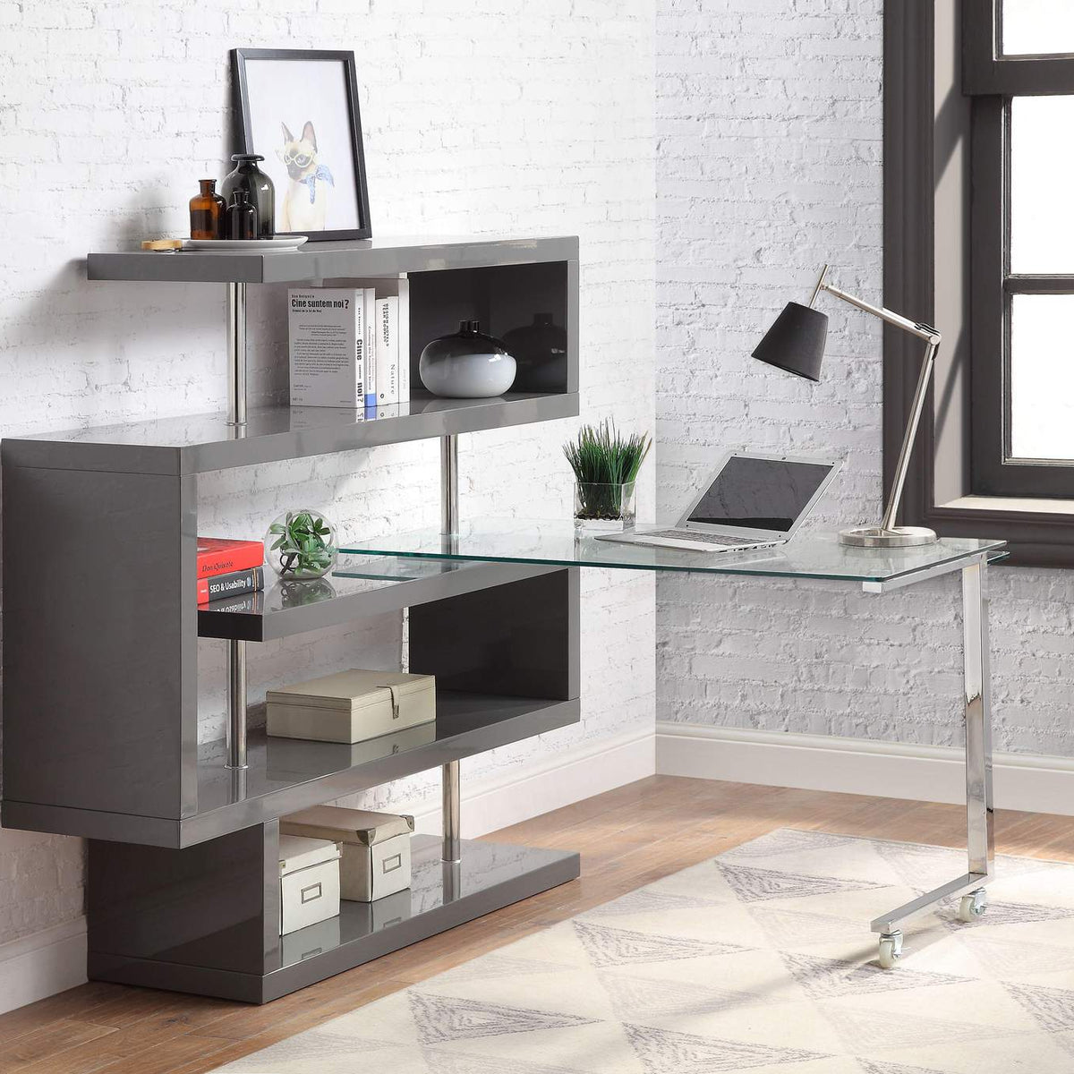 93181 Buck Ii Writing Desk with Bookshelf