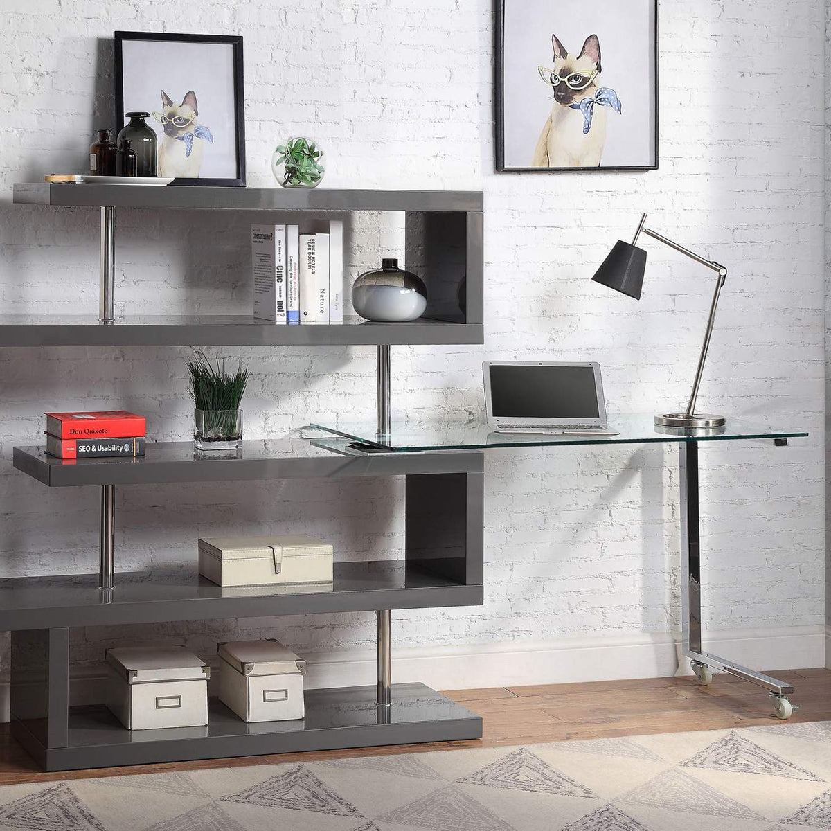 93181 Buck Ii Writing Desk with Bookshelf