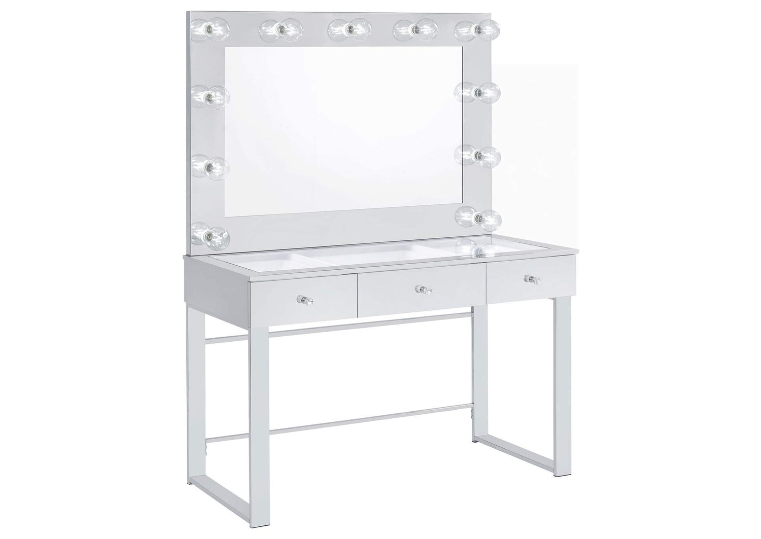 Umbridge 3-drawer Vanity Set with Lighting Chrome and White