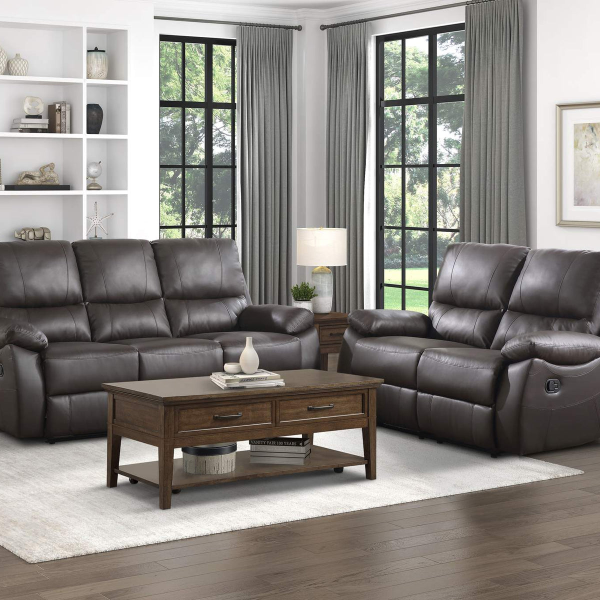 9368BRW-3 Dawson Double Reclining Sofa