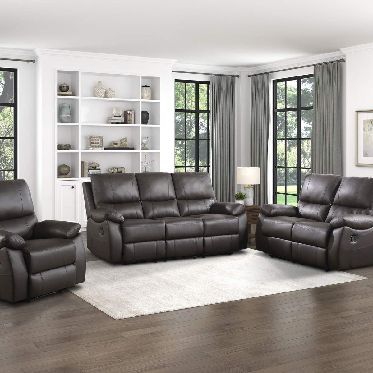 9368BRW-3 Dawson Double Reclining Sofa
