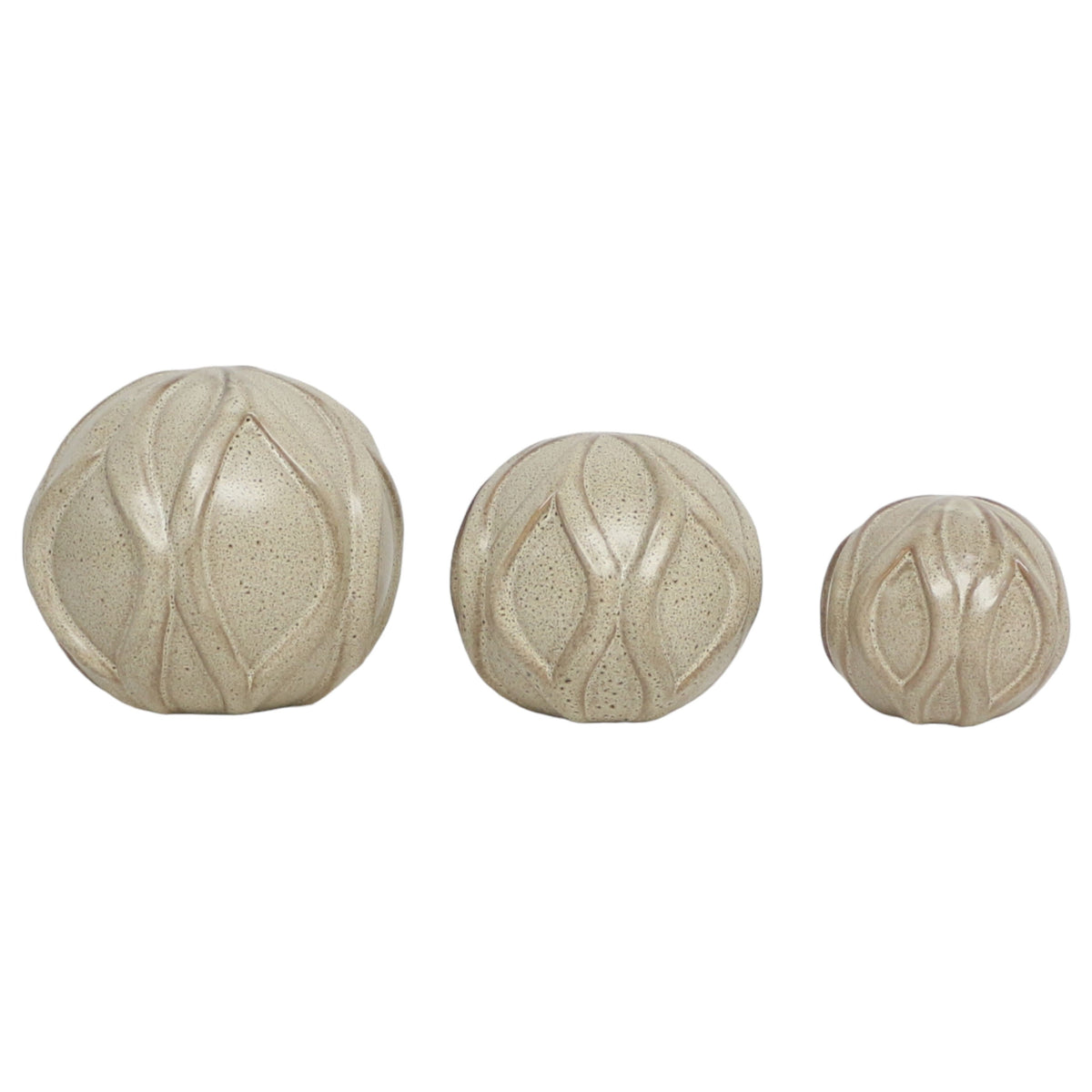 4" / 5" / 5" Townsend Ceramic Deco Balls (Set of 3) - Beige
