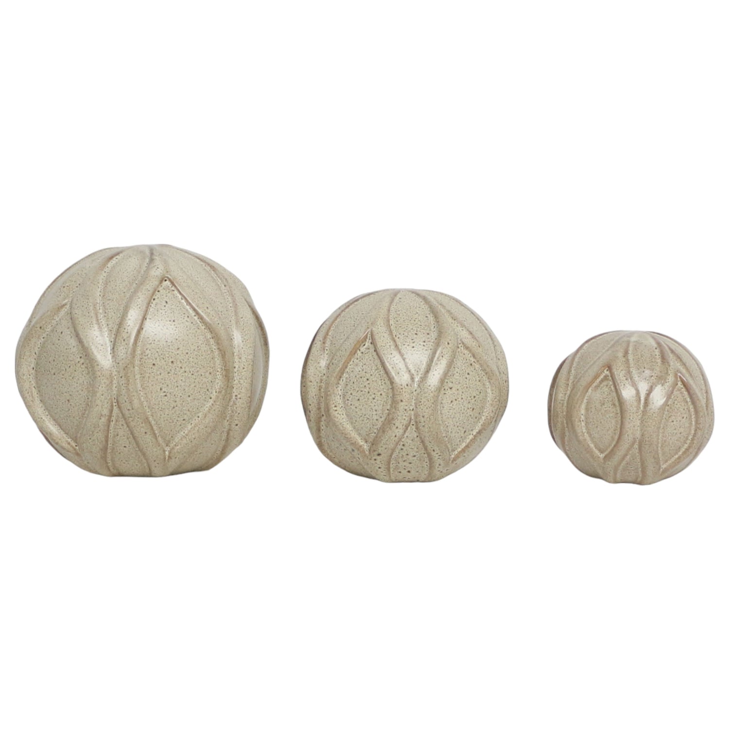 4" / 5" / 5" Townsend Ceramic Deco Balls (Set of 3) - Beige