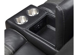 9388GRY-2 Fabian Double Glider Reclining Love Seat with Center Console, Receptacles and USB Ports