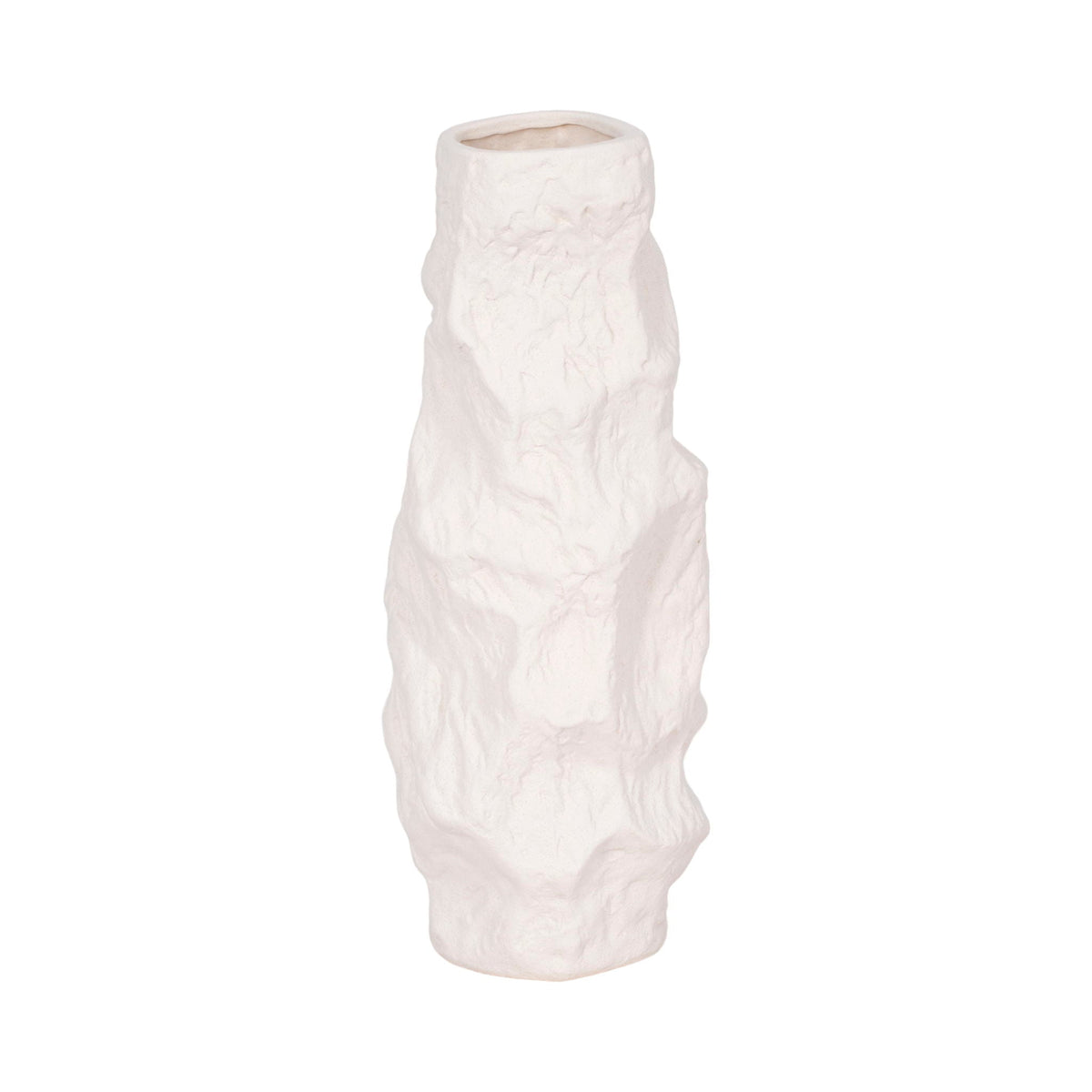 Jagged Textured Vase - White
