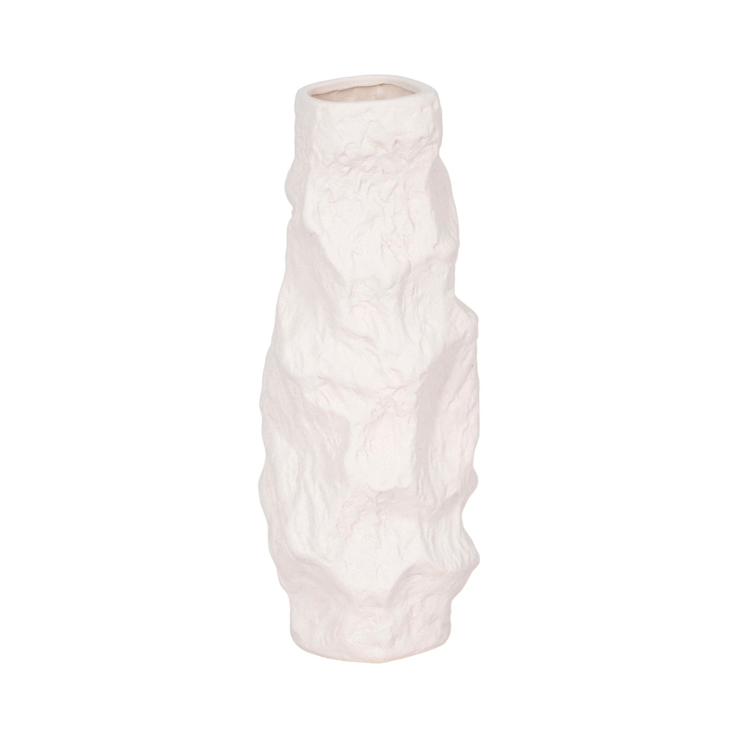 Jagged Textured Vase - White