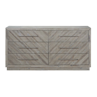 Alexandra Solid Wood Six Drawer Dresser in Rustic Latte