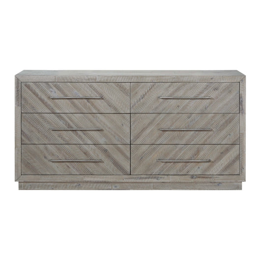 Alexandra Solid Wood Six Drawer Dresser in Rustic Latte