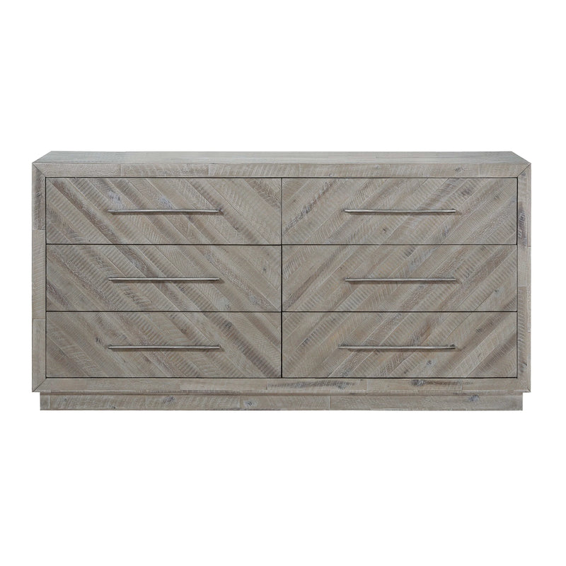 Alexandra Solid Wood Six Drawer Dresser in Rustic Latte