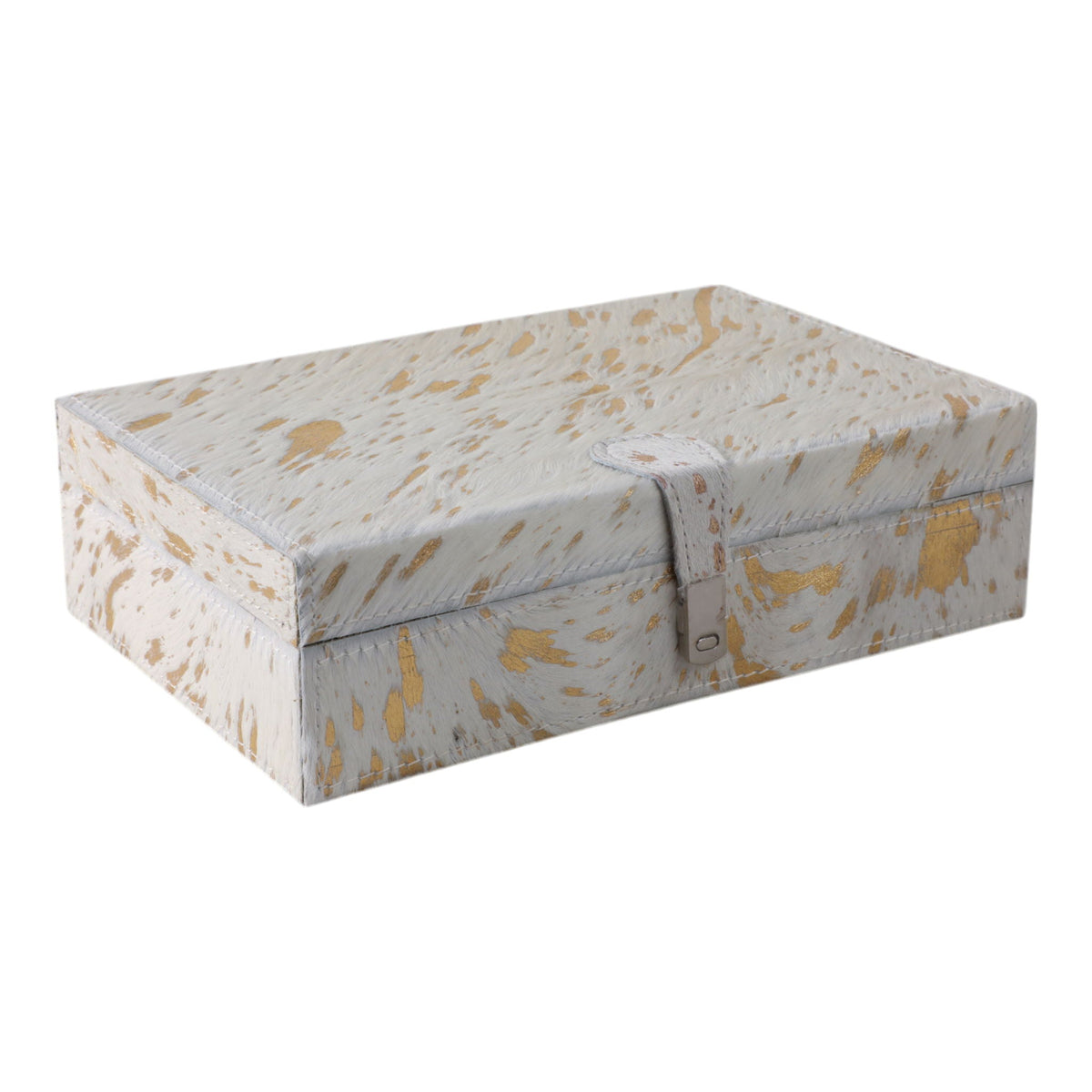 11" x 7" Hair On Hide Speckled Box - Tan