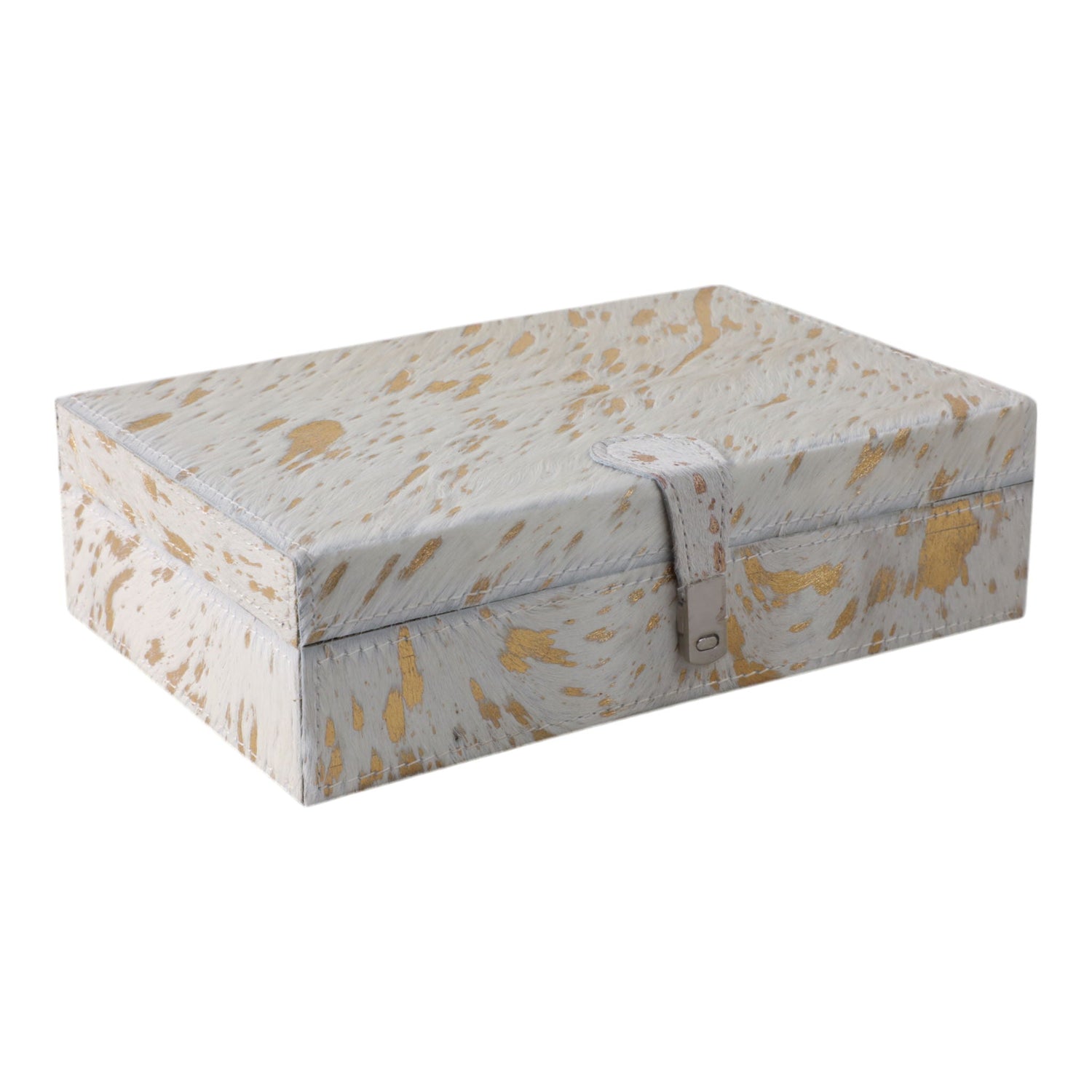 11" x 7" Hair On Hide Speckled Box - Tan