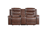 9405BR-2 Putnam Double Glider Reclining Love Seat with Center Console, Receptacles and USB Port