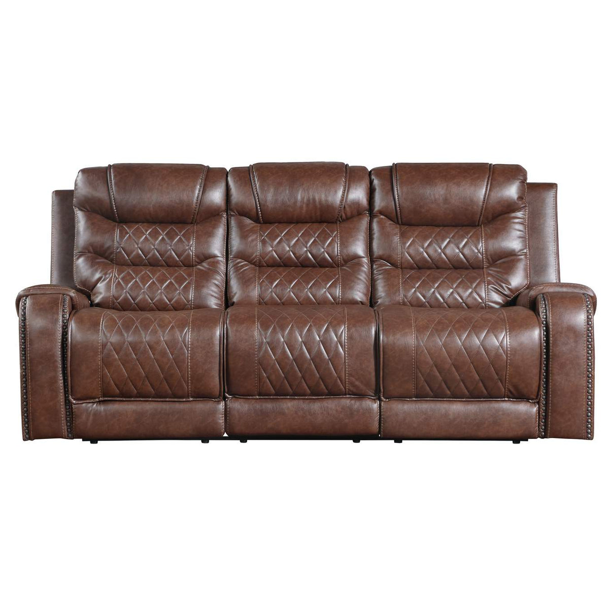 9405BR-3 Putnam Double Reclining Sofa with Center Drop-Down Cup Holders, Receptacles and USB Ports