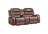 9405BR-2PW Putnam Power Double Reclining Love Seat with Center Console, Receptacles and USB Ports