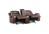 9405BR-2 Putnam Double Glider Reclining Love Seat with Center Console, Receptacles and USB Port