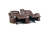 9405BR-2 Putnam Double Glider Reclining Love Seat with Center Console, Receptacles and USB Port