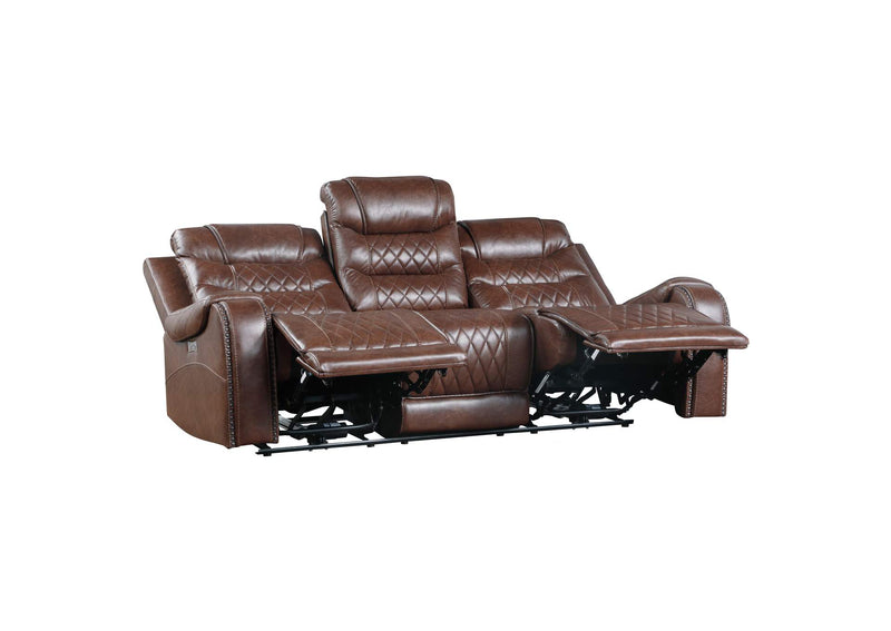 9405BR-3PW Putnam Power Double Reclining Sofa with Center Drop-Down Cup Holders, Receptacles and USB Ports