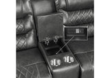 9405GY-2PW Putnam Power Double Reclining Love Seat with Center Console, Receptacles and USB Ports