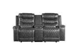 9405GY-2 Putnam Double Glider Reclining Love Seat with Center Console, Receptacles and USB Port