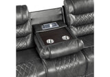 9405GY-3PW Putnam Power Double Reclining Sofa with Center Drop-Down Cup Holders, Receptacles and USB Ports