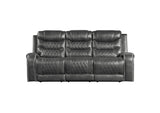 9405GY-3 Putnam Double Reclining Sofa with Center Drop-Down Cup Holders, Receptacles and USB Ports