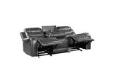 9405GY-3 Putnam Double Reclining Sofa with Center Drop-Down Cup Holders, Receptacles and USB Ports