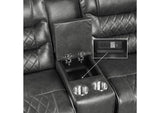 9405GY-2PW Putnam Power Double Reclining Love Seat with Center Console, Receptacles and USB Ports
