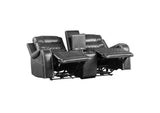 9405GY-2PW Putnam Power Double Reclining Love Seat with Center Console, Receptacles and USB Ports