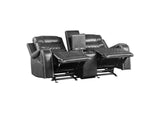 9405GY-2 Putnam Double Glider Reclining Love Seat with Center Console, Receptacles and USB Port