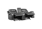 9405GY-2 Putnam Double Glider Reclining Love Seat with Center Console, Receptacles and USB Port