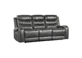 9405GY-3PW Putnam Power Double Reclining Sofa with Center Drop-Down Cup Holders, Receptacles and USB Ports