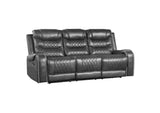 9405GY-3 Putnam Double Reclining Sofa with Center Drop-Down Cup Holders, Receptacles and USB Ports