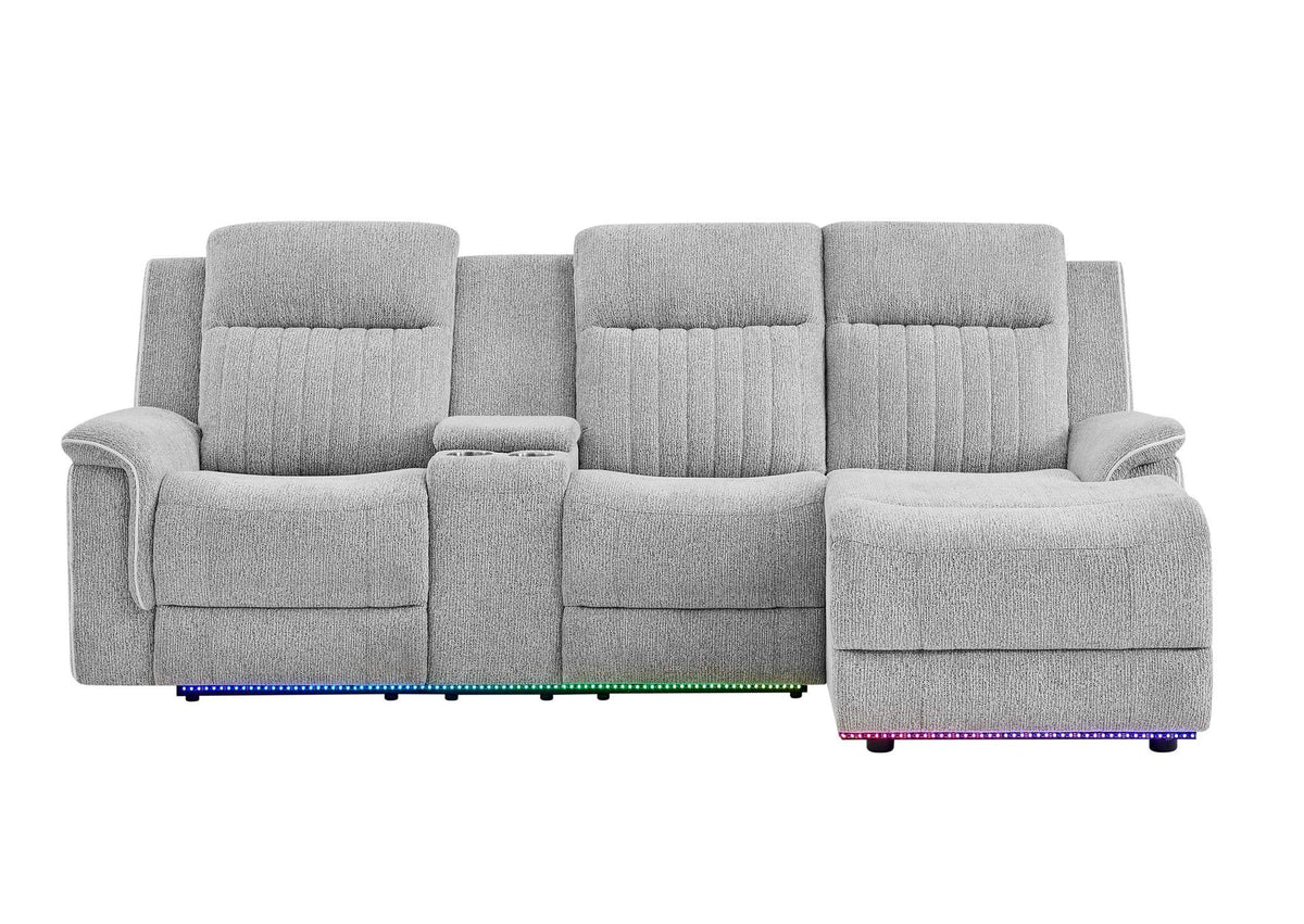 U8879-GRY_1-PRAF_PB_CHS_W_LED U8879 GREY 1 POWER RIGHT ARM FACING PUSHBACK LONG CHAIR WITH LED