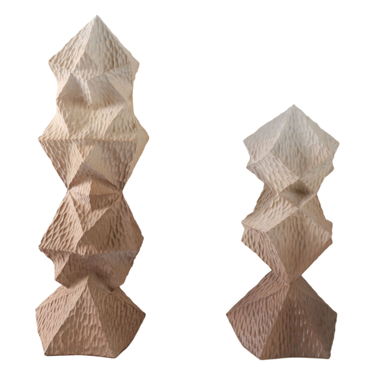 14" / 19" Kirby Abstract Ombre Statuary (Set of 2) - Light Brown