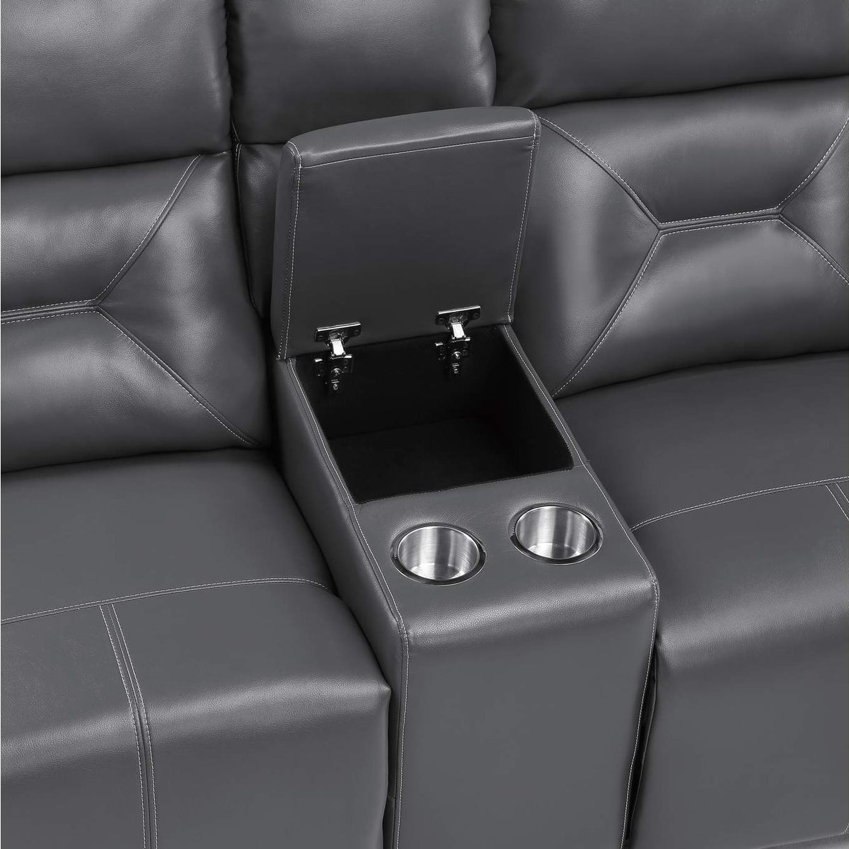 9446GY-2PW Burwell Power Double Reclining Love Seat with Center Console and USB Ports