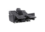 9446GY-2PW Burwell Power Double Reclining Love Seat with Center Console and USB Ports