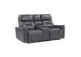 9446GY-2PW Burwell Power Double Reclining Love Seat with Center Console and USB Ports