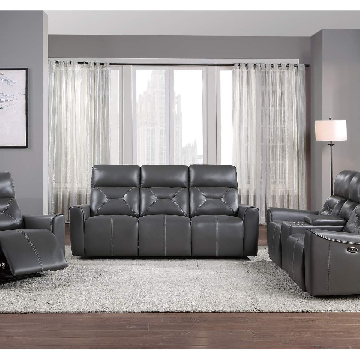 9446GY-3PW Burwell Power Double Reclining Sofa with USB Ports