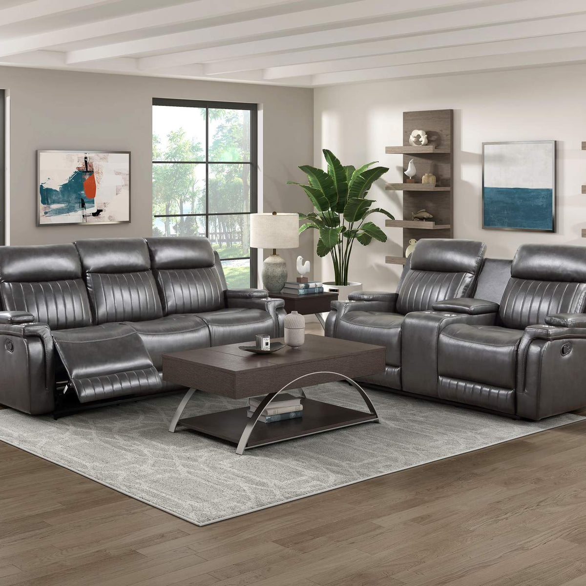 9456DG-2 Broomfield Double Reclining Love Seat with Center Console