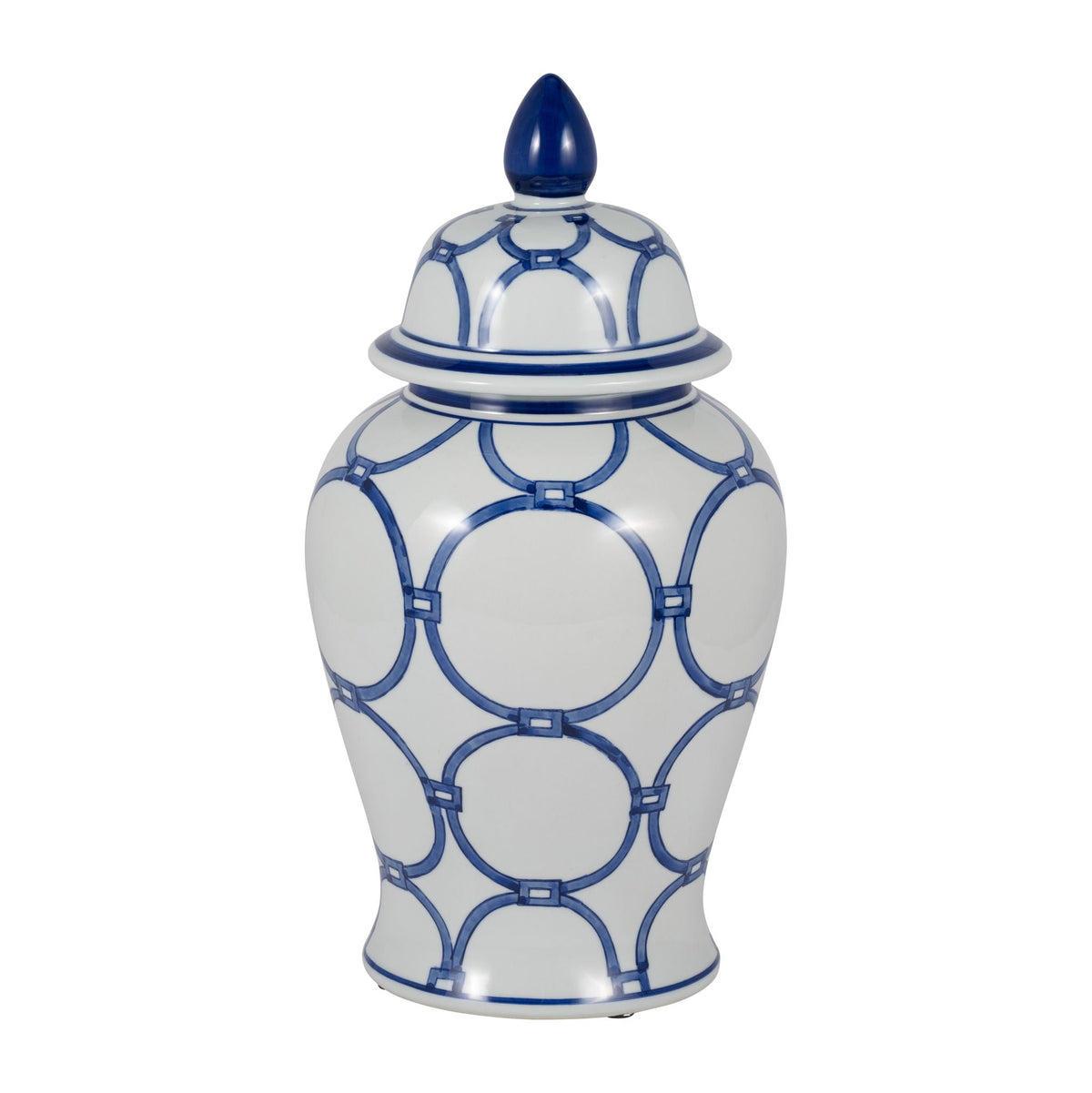 Links Temple Ceramic Jar 18" - Blue / White