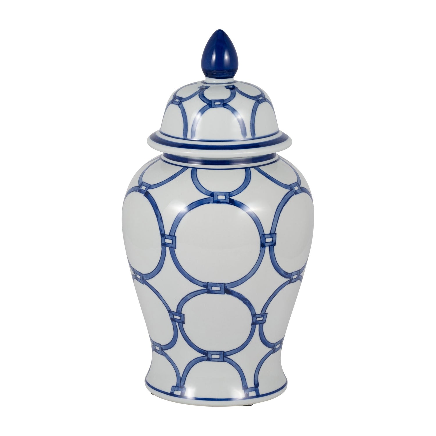 Links Temple Ceramic Jar 18" - Blue / White