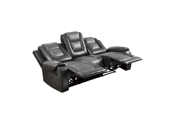 9470GY-3 Briscoe Double Reclining Sofa with Center Drop-Down Cup Holders